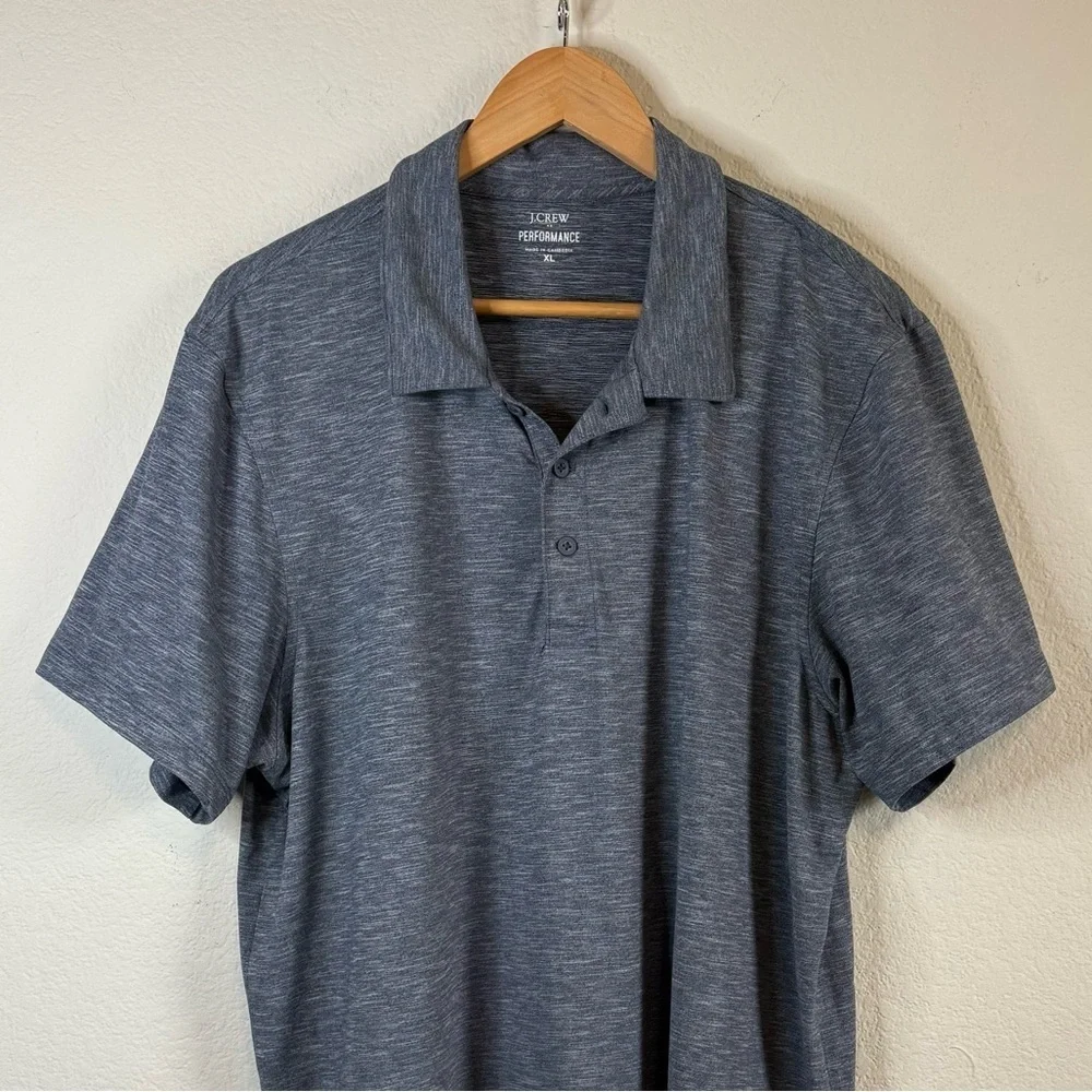 J Crew Gray Performance Short Sleeve Polo Shirt Lightweight Casual Top Size XL